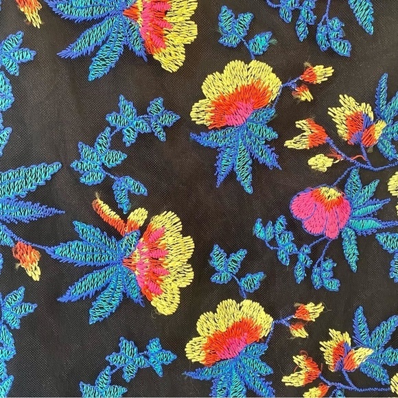 Topshop Off-The-Shoulder Floral Embroidered Bodycon Mini Dress - Picture 8 of 15